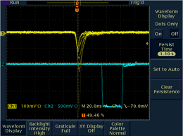 picture of oscilloscope at correct threshold